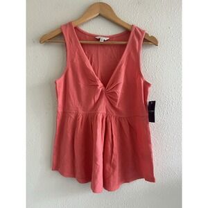 Lucky Brand NWT Coral Tank Top Twist Front V- Neck Size XS Babydoll Flowy Preppy